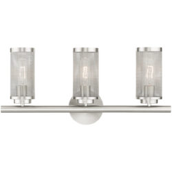 23.5 inch 3 Light Brushed Nickel Bathroom Vanity light fixture with Brushed Nickel Stainless Steel Mesh Shade Shade-Lighting LumensBath/Vanity