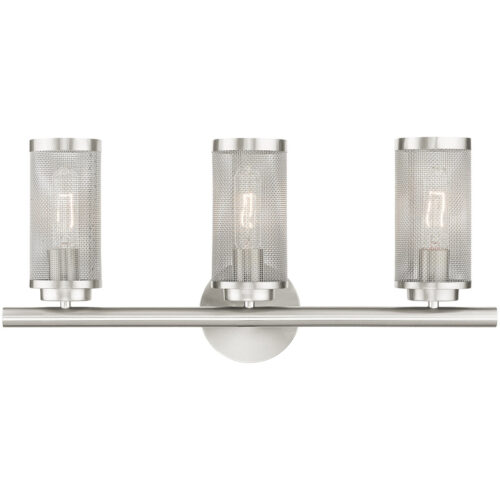 23.5 inch 3 Light Brushed Nickel Bathroom Vanity light fixture with Brushed Nickel Stainless Steel Mesh Shade Shade-Lighting LumensBath/Vanity