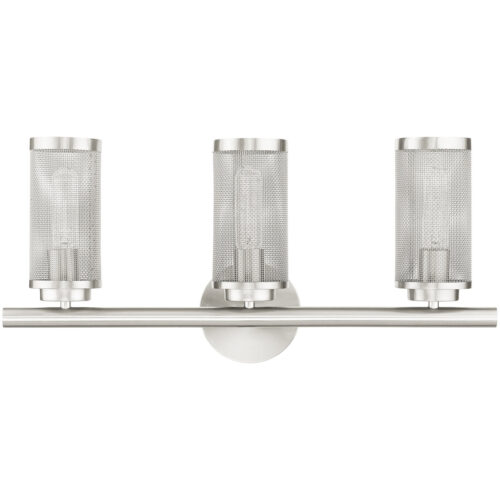 23.5 inch 3 Light Brushed Nickel Bathroom Vanity light fixture with Brushed Nickel Stainless Steel Mesh Shade Shade-Lighting LumensBath/Vanity