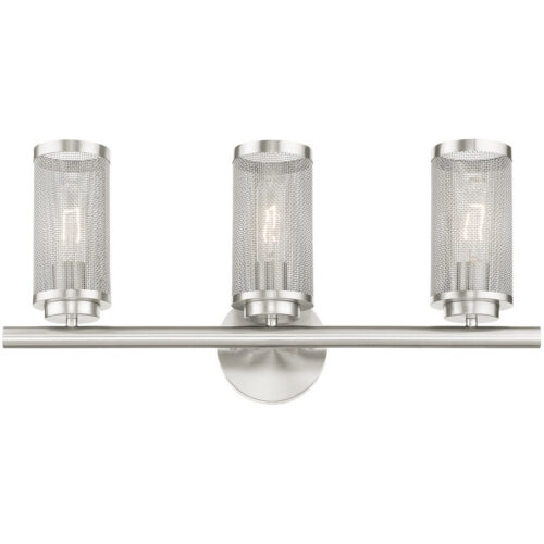 23.5 inch 3 Light Brushed Nickel Bathroom Vanity light fixture with Brushed Nickel Stainless Steel Mesh Shade Shade-Lighting LumensBath/Vanity