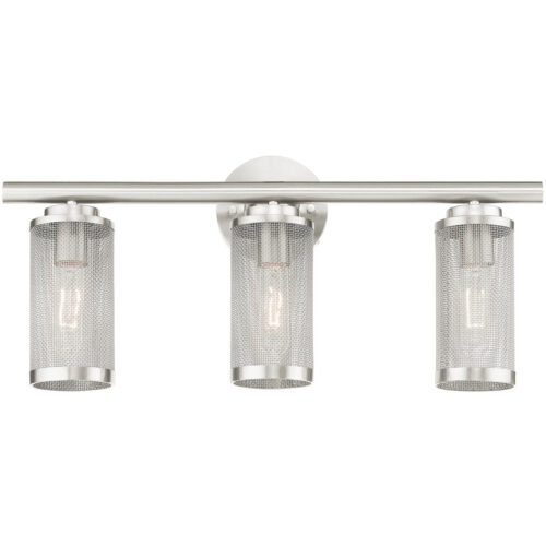 23.5 inch 3 Light Brushed Nickel Bathroom Vanity light fixture with Brushed Nickel Stainless Steel Mesh Shade Shade-Lighting LumensBath/Vanity