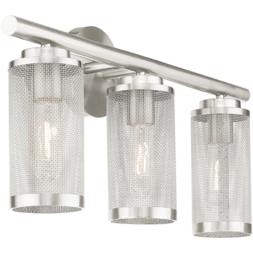 23.5 inch 3 Light Brushed Nickel Bathroom Vanity light fixture with Brushed Nickel Stainless Steel Mesh Shade Shade-Lighting LumensBath/Vanity