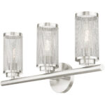 23.5 inch 3 Light Brushed Nickel Bathroom Vanity light fixture with Brushed Nickel Stainless Steel Mesh Shade Shade-Lighting LumensBath/Vanity