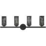 35.5 inch 4 Light Black Bathroom Vanity light fixture with Black Stainless Steel Mesh Shade Shade-Lighting LumensBath/Vanity