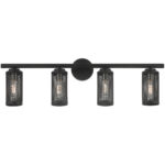 35.5 inch 4 Light Black Bathroom Vanity light fixture with Black Stainless Steel Mesh Shade Shade-Lighting LumensBath/Vanity