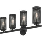 35.5 inch 4 Light Black Bathroom Vanity light fixture with Black Stainless Steel Mesh Shade Shade-Lighting LumensBath/Vanity