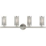 35.5 inch 4 Light Brushed Nickel Bathroom Vanity light fixture with Brushed Nickel Stainless Steel Mesh Shade Shade-Lighting LumensBath/Vanity