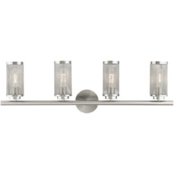 35.5 inch 4 Light Brushed Nickel Bathroom Vanity light fixture with Brushed Nickel Stainless Steel Mesh Shade Shade-Lighting LumensBath/Vanity