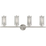 35.5 inch 4 Light Brushed Nickel Bathroom Vanity light fixture with Brushed Nickel Stainless Steel Mesh Shade Shade-Lighting LumensBath/Vanity