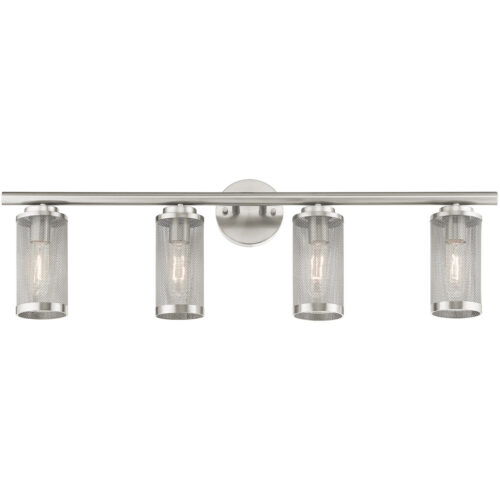 35.5 inch 4 Light Brushed Nickel Bathroom Vanity light fixture with Brushed Nickel Stainless Steel Mesh Shade Shade-Lighting LumensBath/Vanity