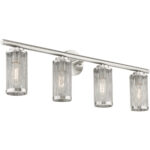 35.5 inch 4 Light Brushed Nickel Bathroom Vanity light fixture with Brushed Nickel Stainless Steel Mesh Shade Shade-Lighting LumensBath/Vanity