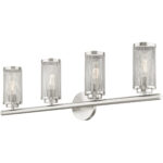 35.5 inch 4 Light Brushed Nickel Bathroom Vanity light fixture with Brushed Nickel Stainless Steel Mesh Shade Shade-Lighting LumensBath/Vanity