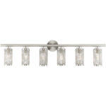 44.4 inch 6 Light Brushed Nickel Bathroom Vanity light fixture with Brushed Nickel Stainless Steel Mesh Shade Shade-Lighting LumensBath/Vanity