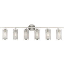 44.4 inch 6 Light Brushed Nickel Bathroom Vanity light fixture with Brushed Nickel Stainless Steel Mesh Shade Shade-Lighting LumensBath/Vanity