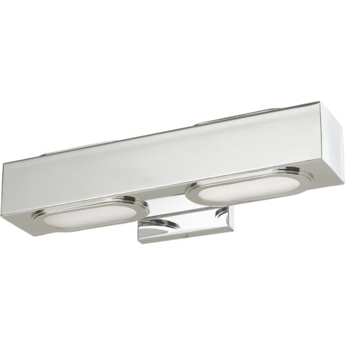 16 inch 2 Light Polished Chrome ADA Bathroom Vanity light fixture with Satin Glass Diffuser Shade-Lighting LumensBath/Vanity