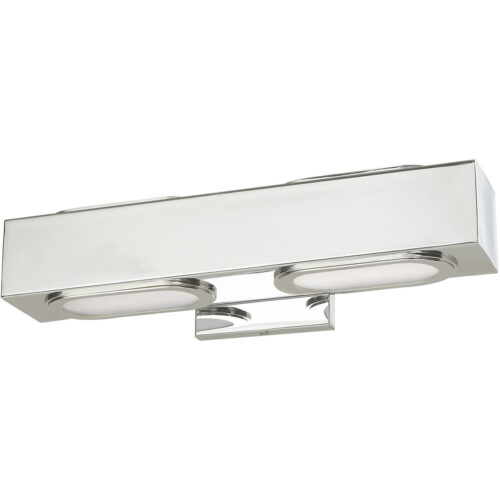 16 inch 2 Light Polished Chrome ADA Bathroom Vanity light fixture with Satin Glass Diffuser Shade-Lighting LumensBath/Vanity