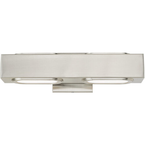 16 inch 2 Light Brushed Nickel ADA Bathroom Vanity light fixture with Satin Glass Diffuser Shade-Lighting LumensBath/Vanity