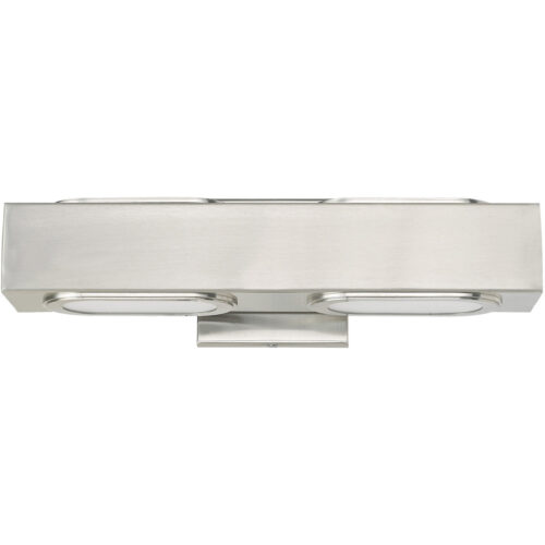 16 inch 2 Light Brushed Nickel ADA Bathroom Vanity light fixture with Satin Glass Diffuser Shade-Lighting LumensBath/Vanity