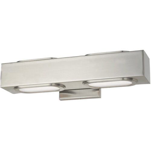 16 inch 2 Light Brushed Nickel ADA Bathroom Vanity light fixture with Satin Glass Diffuser Shade-Lighting LumensBath/Vanity