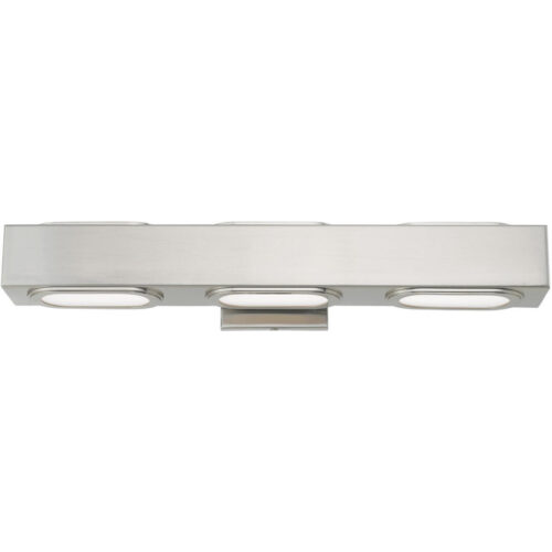 23 inch 3 Light Brushed Nickel ADA Bathroom Vanity light fixture with Satin Glass Diffuser Shade-Lighting LumensBath/Vanity