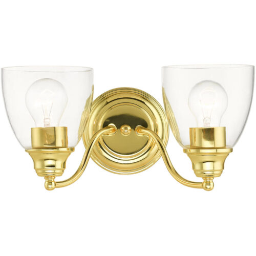 15132-02 2 Light Polished Brass Vanity Sconce-Lighting LumensWall Sconces