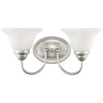 17 inch 2 Light Brushed Nickel Bathroom Vanity light fixture with White Alabaster Glass Shade-Lighting LumensBath/Vanity