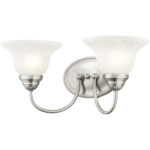 17 inch 2 Light Brushed Nickel Bathroom Vanity light fixture with White Alabaster Glass Shade-Lighting LumensBath/Vanity