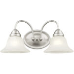 17 inch 2 Light Brushed Nickel Bathroom Vanity light fixture with White Alabaster Glass Shade-Lighting LumensBath/Vanity