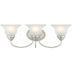 23.5 inch 3 Light Brushed Nickel Bathroom Vanity light fixture with White Alabaster Glass Shade-Lighting LumensBath/Vanity