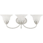 23.5 inch 3 Light Brushed Nickel Bathroom Vanity light fixture with White Alabaster Glass Shade-Lighting LumensBath/Vanity