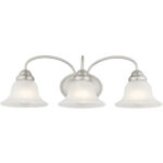 23.5 inch 3 Light Brushed Nickel Bathroom Vanity light fixture with White Alabaster Glass Shade-Lighting LumensBath/Vanity