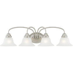 30.5 inch 4 Light Brushed Nickel Bathroom Vanity light fixture with White Alabaster Glass Shade-Lighting LumensBath/Vanity