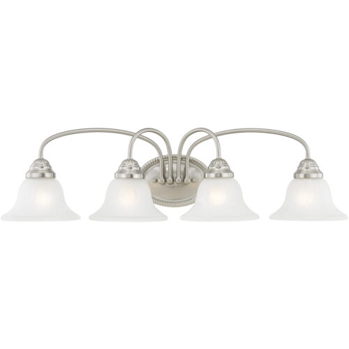 30.5 inch 4 Light Brushed Nickel Bathroom Vanity light fixture with White Alabaster Glass Shade-Lighting LumensBath/Vanity