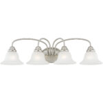 30.5 inch 4 Light Brushed Nickel Bathroom Vanity light fixture with White Alabaster Glass Shade-Lighting LumensBath/Vanity