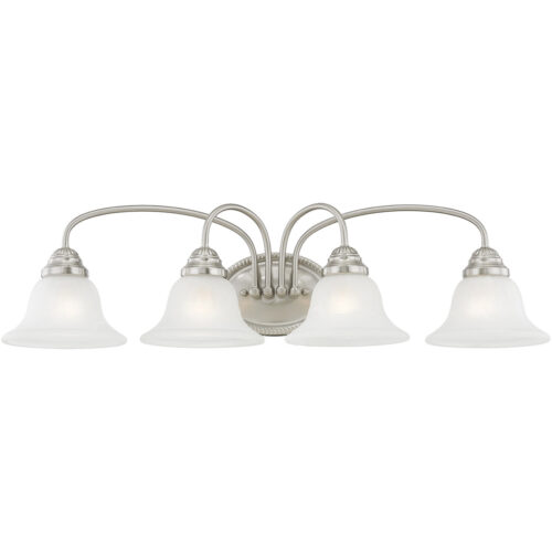 30.5 inch 4 Light Brushed Nickel Bathroom Vanity light fixture with White Alabaster Glass Shade-Lighting LumensBath/Vanity