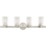 31.5 inch 4 Light Brushed Nickel Bathroom Vanity light fixture with Clear Outside Glass & Opal Inside Glass Shade-Lighting LumensBath/Vanity