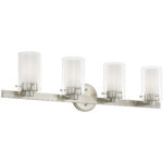 31.5 inch 4 Light Brushed Nickel Bathroom Vanity light fixture with Clear Outside Glass & Opal Inside Glass Shade-Lighting LumensBath/Vanity