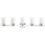 35.5 inch 5 Light Polished Chrome Bathroom Vanity light fixture with Hand Blown Clear Outside Glass and Opal Inside Glass Shade-Lighting LumensBath/Vanity