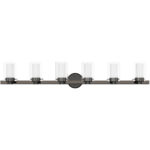 47.5 inch 6 Light Polished Black Chrome Bathroom Vanity light fixture with Hand Blown Clear Outer Glass Shade-Lighting LumensBath/Vanity