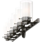 47.5 inch 6 Light Polished Black Chrome Bathroom Vanity light fixture with Hand Blown Clear Outer Glass Shade-Lighting LumensBath/Vanity