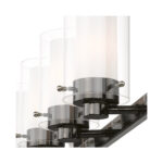 47.5 inch 6 Light Polished Black Chrome Bathroom Vanity light fixture with Hand Blown Clear Outer Glass Shade-Lighting LumensBath/Vanity