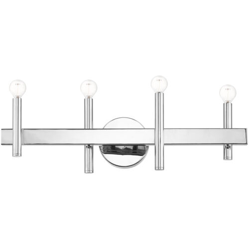 23.5 inch 4 Light Polished Chrome Bathroom Vanity light fixture with Steel base material-Lighting LumensBath/Vanity