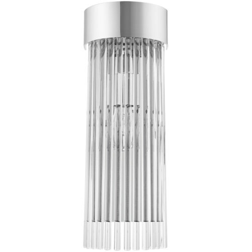 6 inch 1 Light Polished Chrome Wall Sconce with Polished Chrome Drum Shade with Clear Crystal Rods Shade-Lighting LumensWall Sconces