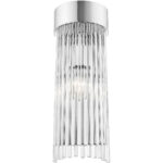 6 inch 1 Light Polished Chrome Wall Sconce with Polished Chrome Drum Shade with Clear Crystal Rods Shade-Lighting LumensWall Sconces