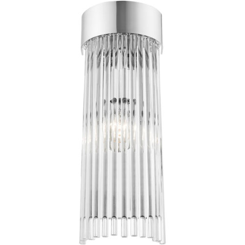 6 inch 1 Light Polished Chrome Wall Sconce with Polished Chrome Drum Shade with Clear Crystal Rods Shade-Lighting LumensWall Sconces