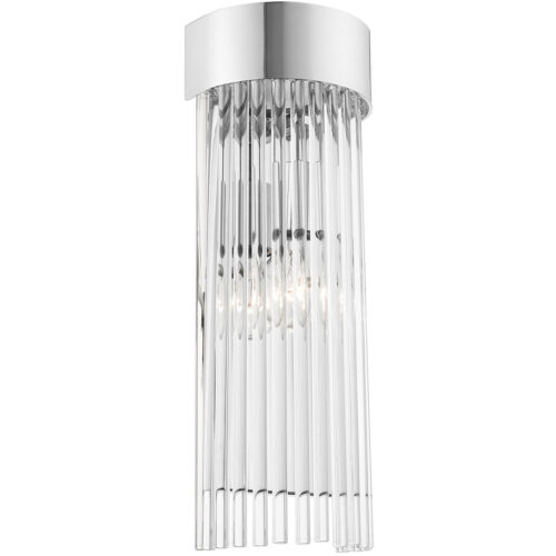 6 inch 1 Light Polished Chrome Wall Sconce with Polished Chrome Drum Shade with Clear Crystal Rods Shade-Lighting LumensWall Sconces