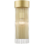 6 inch 1 Light Soft Gold Wall Sconce with Soft Gold Drum Shade with Clear Crystal Rods Shade-Lighting LumensWall Sconces