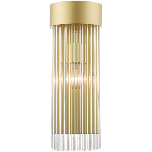 6 inch 1 Light Soft Gold Wall Sconce with Soft Gold Drum Shade with Clear Crystal Rods Shade-Lighting LumensWall Sconces