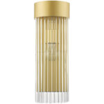 6 inch 1 Light Soft Gold Wall Sconce with Soft Gold Drum Shade with Clear Crystal Rods Shade-Lighting LumensWall Sconces