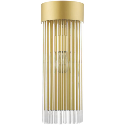 6 inch 1 Light Soft Gold Wall Sconce with Soft Gold Drum Shade with Clear Crystal Rods Shade-Lighting LumensWall Sconces